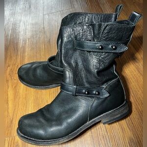Rag & Bone Black Leather Moto Ankle Boots Women’s 8.5 Studded Handmade